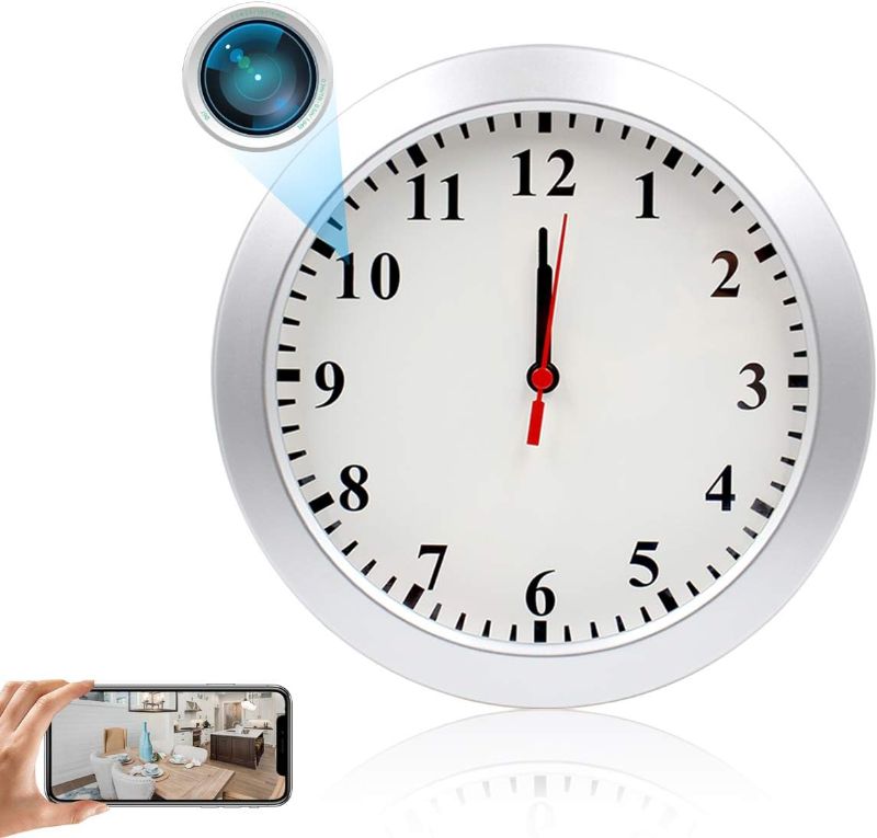 Photo 1 of Hidden Spy Camera Wall Clock 1080P HD WiFi Clock Cameras Wireless Home Security Nanny Cam with Motion Detection Alarm Mini Video Recorder for Home and Office Surveillance, No Audio
