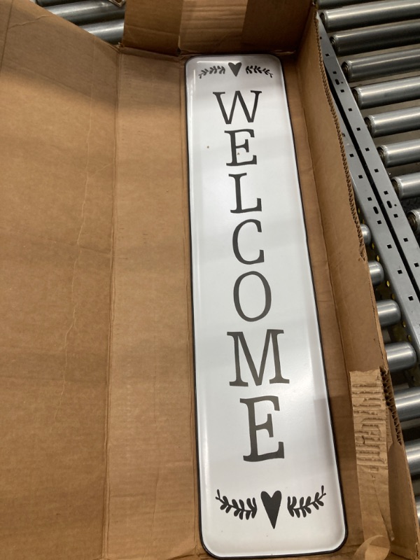 Photo 2 of 4.75Ft Standing Welcome Door Sign for Front Door, Large Spring Front Porch Sign, Porch Decor for the Home, Rustic Tall Hanging Door decor
