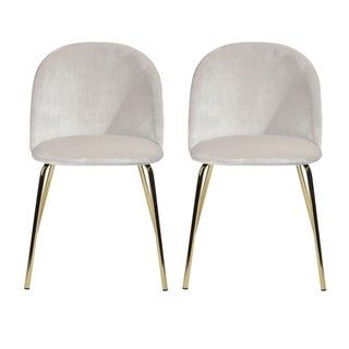 Photo 1 of 
Zomba White Velvet Upholstered Gold Metal Legs Side Dining Chairs(Set of 2)