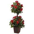 Photo 1 of 39 in. Artificial Hibiscus Topiary