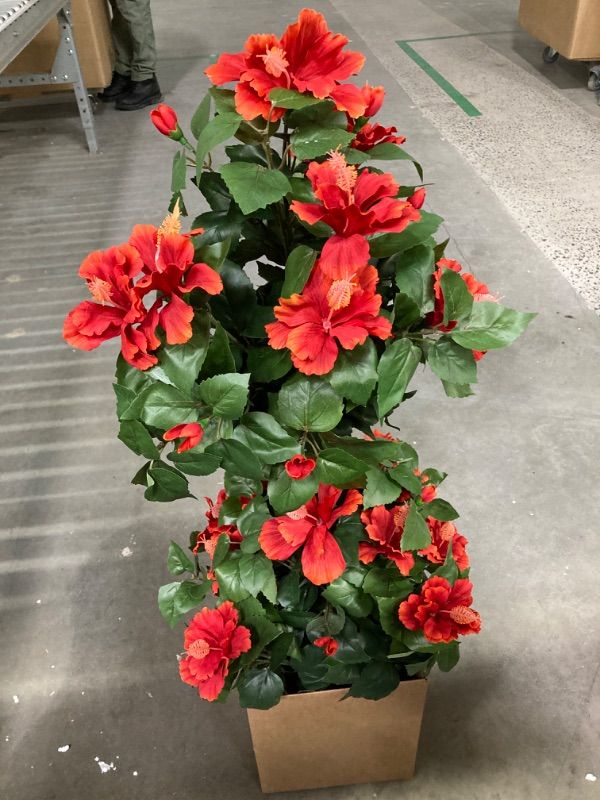 Photo 4 of 39 in. Artificial Hibiscus Topiary