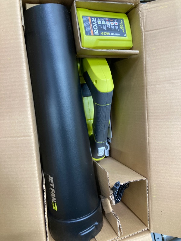 Photo 3 of 
RYOBI 40V 110 MPH 525 CFM Cordless Battery Variable-Speed Jet Fan Leaf Blower with 4.0 Ah Battery and Charger