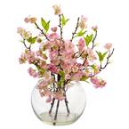 Photo 1 of 14 in. Artificial Cherry Blossom in Large Vase