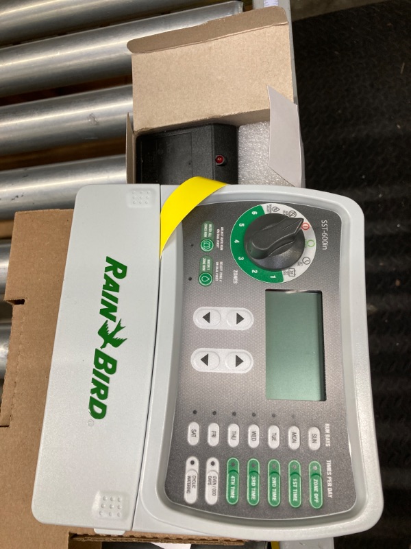 Photo 1 of Rain Bird SST600IN Simple-To-Set Indoor Sprinkler/Irrigation System Timer/Controller, 6-Zone/Station (this New/Improved Model Replaces SST600I),Gray/Green 6-Zone Indoor Rain Sensor Simple- To- Set