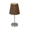 Photo 1 of Simple Designs 10 in. Sand Nickel Mini Basic Table Lamp with Brown Fabric Shade