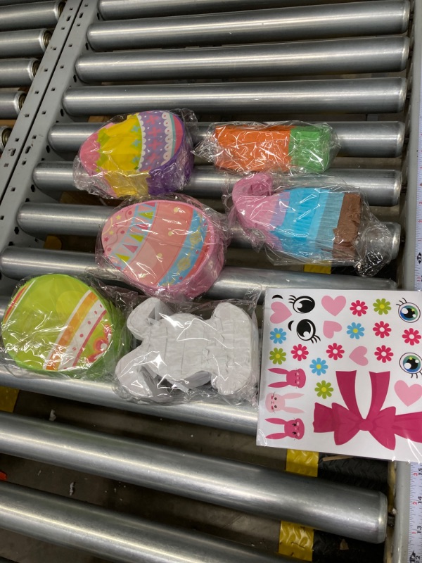 Photo 1 of 6 Set DIY Easter Mini Pinata Bulk with Stickers Easter Egg Bunny Gnome Carrot Party Pinata Table Decoration for Easter Basket Stuffers Birthday Baby Shower Party Supplies, 4.3 x 5.9 Inch