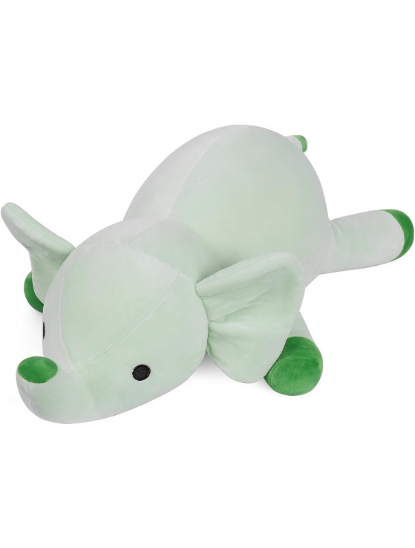 Photo 1 of Weighted Stuff Animal , 24in Giant Weighted Elephant Plush Toys, 4.2lb Cute Soft Plushie Throw Pillows, Birthday for Kids (Green) - Elephant