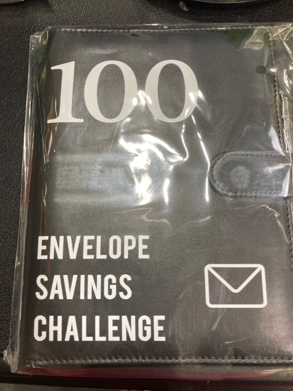 Photo 2 of 100 Envelopes Money Saving Challenge, 2023 PU Leather 100 Envelope Challenge Binder, Easy and Funny Way to Save $5,050 Budget Planner, 100-Day Envelope Challenge Kit Money Saving Binder Leather-black