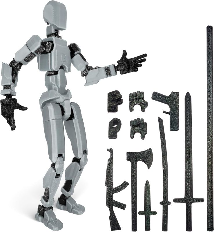 Photo 1 of Robot Action Figure, 3D Printed with Full Articulation for Stop Motion Animation (Gray and Black)