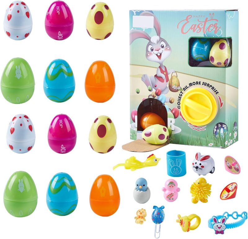 Photo 1 of Easter Eggs Mini Vending Machine Egg Claw Machine for Kids with 12 Easter Eggs and 12 Easter Toys,Easter Gifts, Fun Birthday Party Gifts for Boys and Girls. (12PC)