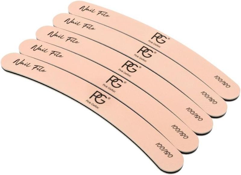 Photo 1 of Pink Gellac Boomerang Nail Files - 5 PCS 240/240 Grit Nail File - Fine Grit Double Sided Professional Nail Files - 5 Durable Nail Files for Natural Nails