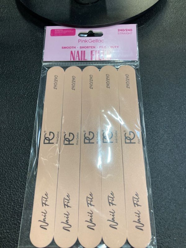 Photo 1 of Pink Gellac Boomerang Nail Files - 5 PCS 240/240 Grit Nail File - Fine Grit Double Sided Professional Nail Files - 5 Durable Nail Files for Natural Nails