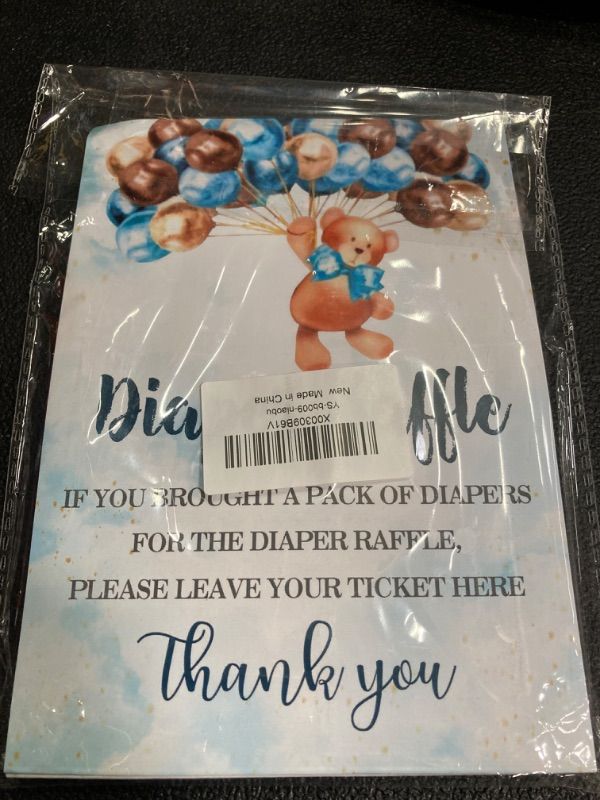 Photo 1 of Diaper Raffle Tickets For Baby Shower, Bear Balloons Themed Cards,Party Favors For Baby Showers Game Cards, 1 Sign & 50 Cards Per Pack – (bb009-niaobu)