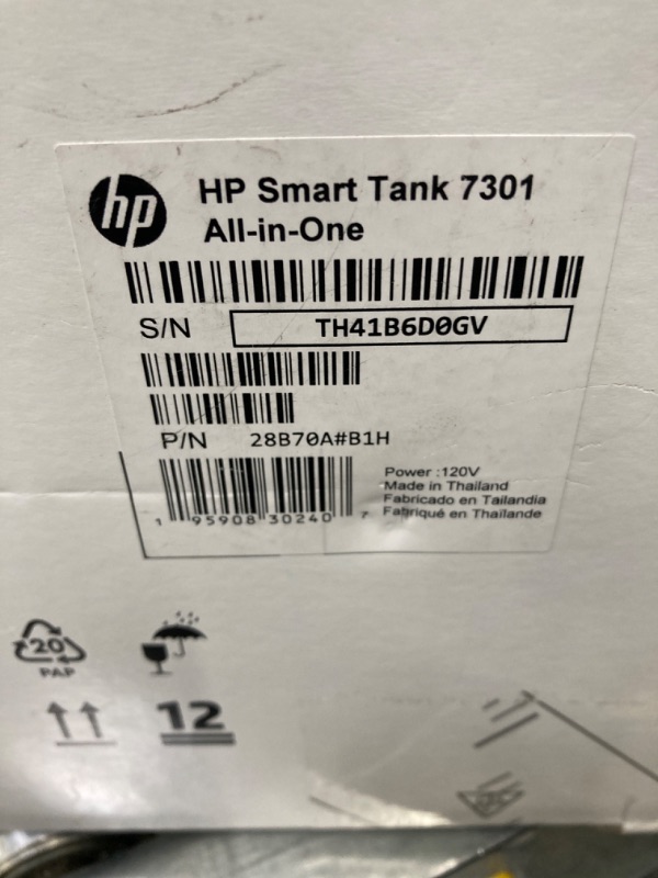 Photo 3 of ***(Missing Paper Tray)*** ***(DONT COME WITH INK)***
HP Smart -Tank 7301 Wireless All-in-One Cartridge-free Ink Printer, up to 2 years of ink included, mobile print, scan, copy, automatic document feeder (28B70A)