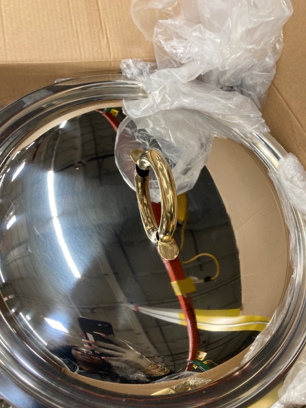 Photo 1 of Chafing Dish Buffet Set of 6 , 5QT Round Stainless Steel Chafer for Catering, Upgraded Chafers and Buffet Warmer Sets w/Food & Water Pan, Lid, Gold Frame, Fuel Holder for Party Wedding Holiday
