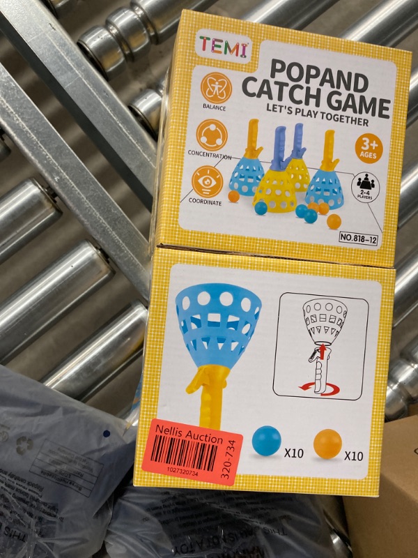 Photo 2 of ***** PACK OF 2 *****TEMI Pop Pass Catch Ball Game with 4 Catch Launcher Baskets and 20 Balls, Beach Toys Backyard Outdoor Indoor Game Age 3 4 5 6 7 8 9 10+ Years Old Boys Girls Kids Adults Family Christmas Easter Gifts