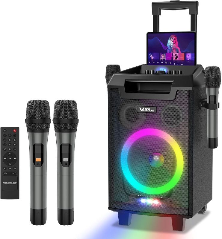 Photo 1 of Karaoke Machine with 2 Wireless Microphones for Adults, 8" Big Subwoofer Bluetooth Portable Singing Speaker PA System, Rechargeable Party Karaoke, for Camping, Live Streaming, Gatherings
