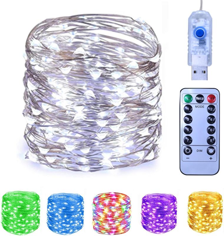 Photo 1 of Fairy Lights Plug in 66ft 200 LED USB Twinkle String Copper Wire Lights with Remote Waterproof Starry Lights for Indoor Outdoor DIY Wedding Party Bedroom Patio, White ( 6 pack bundle )
