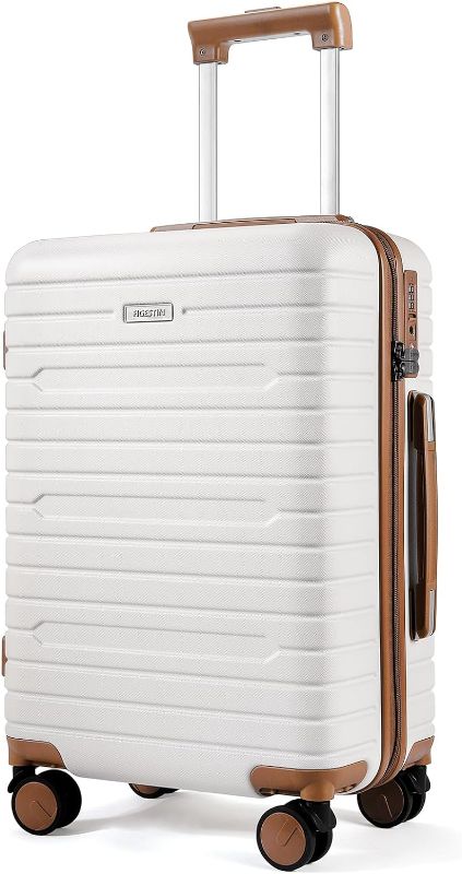 Photo 1 of Carry on Luggage with Spinner Wheels, Hardside Lightweight 20" Carry on Suitcase Airline Approved TSA Lock (Beige)
