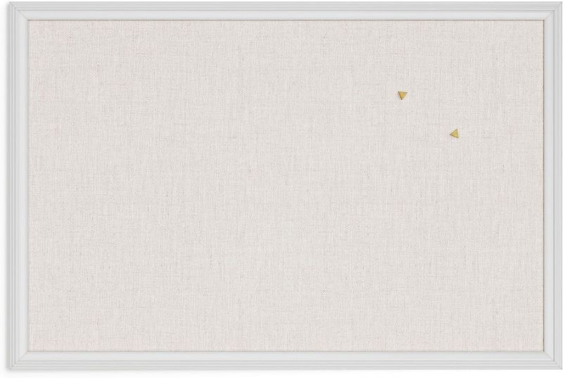 Photo 1 of U Brands Farmhouse Bulletin Board, Linen Covered Corkboard with White Wood Frame, 30" x 20" (6711U00-01)
