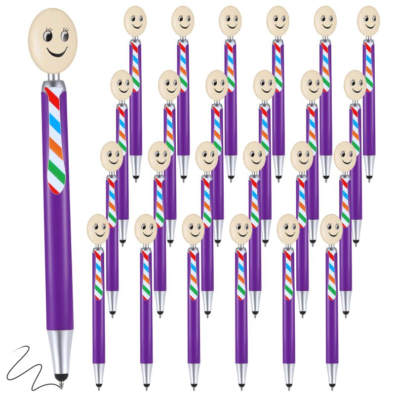 Photo 1 of *** BUNDLE X 2*** Yinder 24 Pcs Mop Head Pens Bulk Funny Ballpoint Pen Screen Cleaner Marker Pens Writing Drawing Gifts for Teachers Students Coworkers Office Holiday Family Decorations (Purple) Redpurple