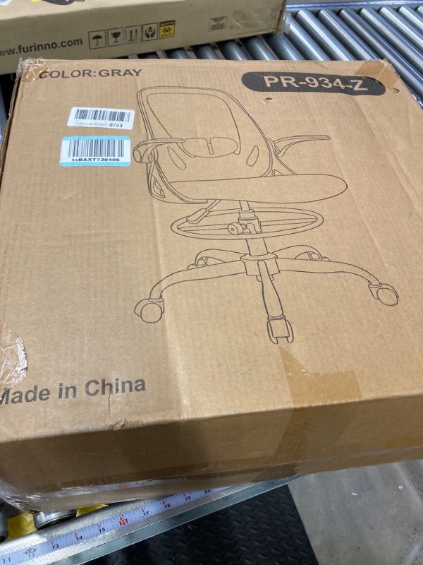 Photo 1 of Primy Ergonomic Drafting Chair with Flip-up Armrests for Standing Desk - Tall Office Chair with Lumbar Support and Adjustable Footrest Ring?Gray? Grey