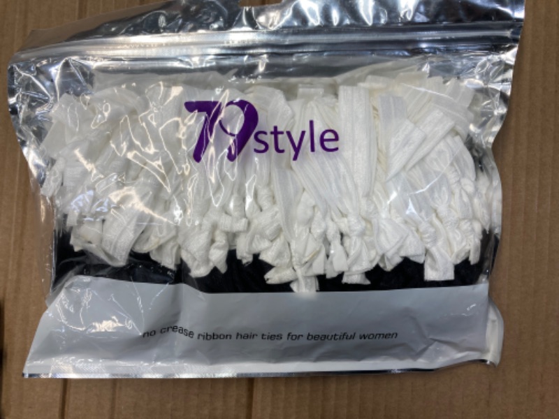 Photo 1 of 79style 200pcs Bulk Elastic Hair Ties For Women Ribbon Hair Bands Black White Fabric Cotton Knotted Ponytail Holders No Dent Knot Hair Ties Hair Accessories (200pcs Black/White)