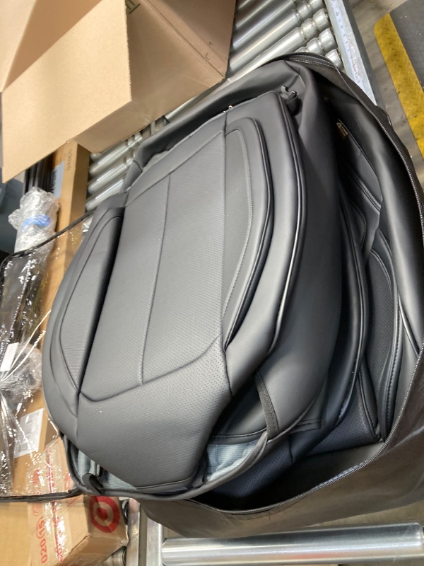 Photo 1 of Coverado Car Seat Covers Full Set, Waterproof Nappa Leather Auto Seat Protectors, Universal Fit for Most Sedans SUV Pick-up Truck, Black Black FullSet