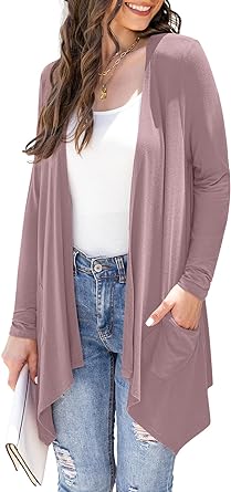 Photo 1 of Limited-time deal: Women's Draped Front Open Cardigan Casual Long Sleeve Lightweight Cardigan Sweaters Duster https://a.co/d/1ALCHDx