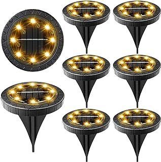 Photo 1 of Flacchi Solar Ground Lights - IP68 Waterproof  Pack Dual-Purpose Solar Lights Outdoor Garden, Solar Powered Disk Lights Outdoor Landscape Lights for Patio Yard Pathway Walkway Driveway (Warm White) https://a.co/d/04M3IsKf