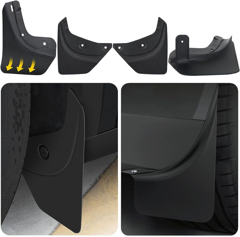 Photo 1 of 2024 Upgrade Tesla Model Y Accessories Mud Flaps [No Drilling Install - Full Install Tools] [Vehicle Tire Protector] Military Grade Design Splash Guard for Tesla Model Y 2020-2024 (Set of 4)