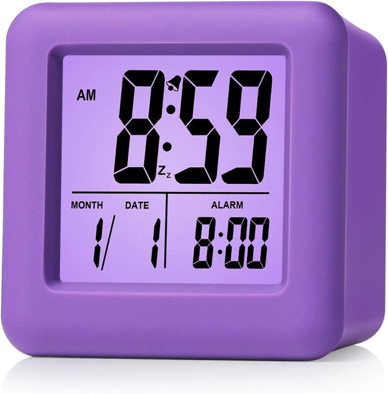 Photo 1 of 3 inch Small Size Mini LED Digital Alarm Clock 7 Colorful Bedroom Light with Time, Temperature, Alarm, Date,Room Decor for Kids Boys Girls