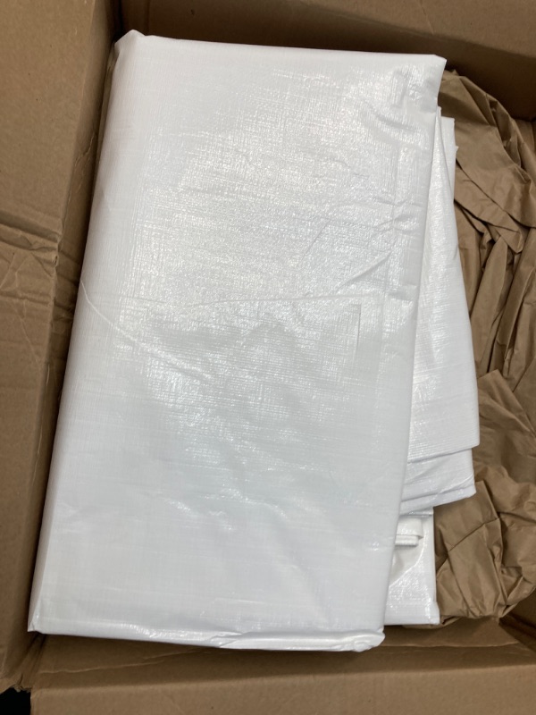 Photo 2 of 12' X 16' White Heavy Duty Poly Tarp - 16 mil 8 OZ 160 GSM Multi Purpose Waterproof Tarp, UV Resistant PE Tarpaulin, Super Heavy Duty Poly Tarps with Grommets & Reinforced Edges