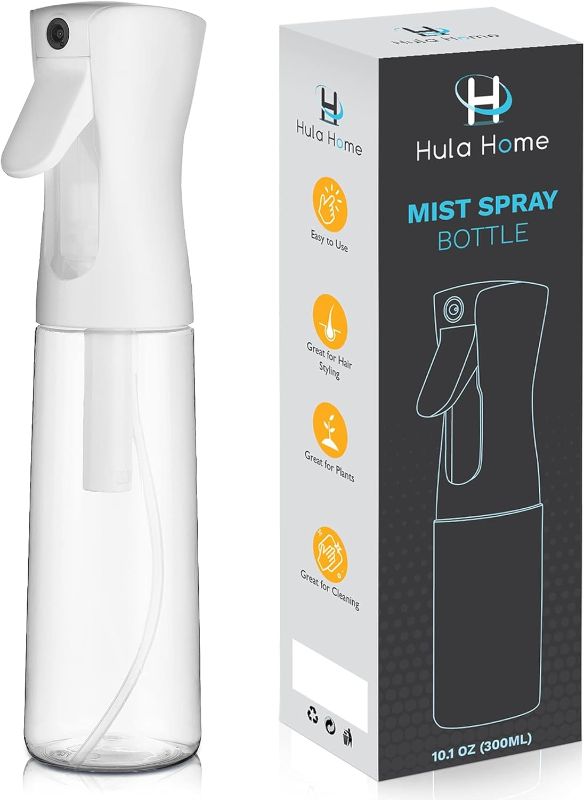 Photo 1 of *** BUNDLE OF 2 *** Spray Bottle for Hair (10.1oz/300ml) - Continuous Empty Ultra Fine Plastic Water Mist Sprayer – For Hairstyling, Cleaning, Salons, Plants, Essential Oil Scents & More - White