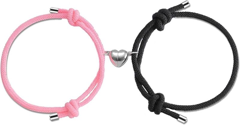 Photo 1 of 2pcs Couples Bracelets for Women Men, Matching Bracelets for Couples, Matching Heart Bracelets for Boyfriend Girlfriend Best Friend
