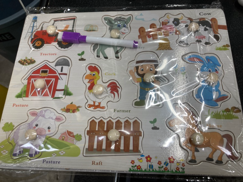 Photo 1 of 2 PACK WOODEN PUZZLE FARM AND INSECTS