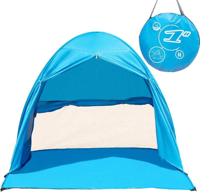 Photo 1 of Beach Tent,Lightweight and Portable Pop Up Tent with 5-Second Setup,Beach Tent UPF 50+ Sun and Rain Protection with Window Ventilation for Beach Essentials.