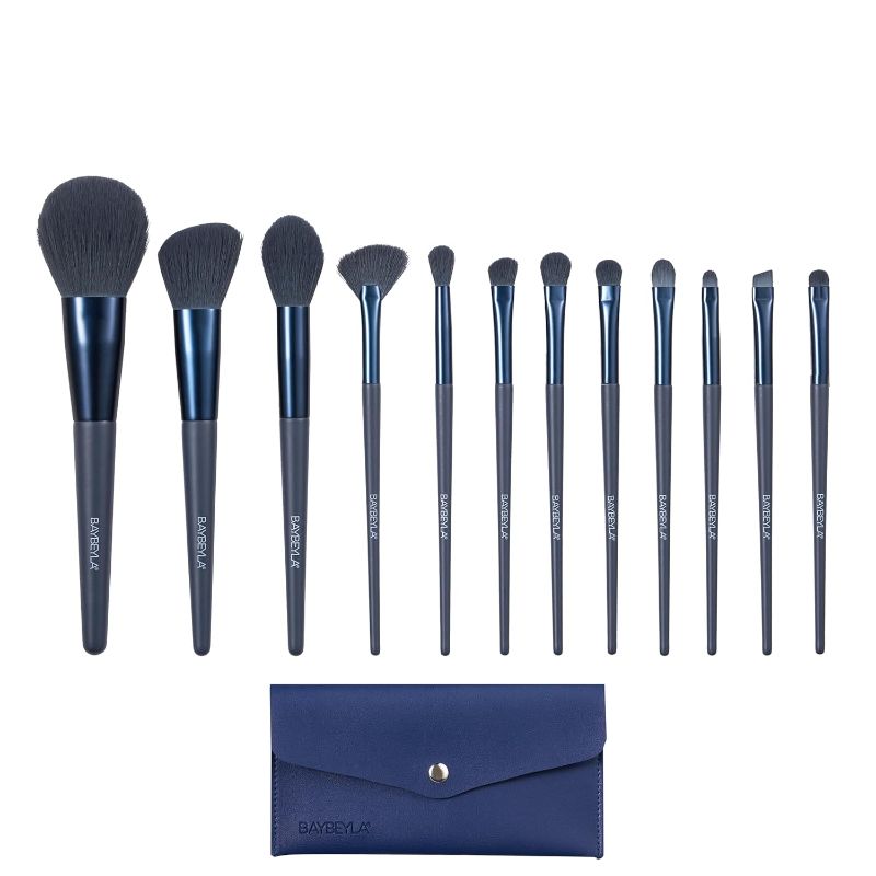 Photo 1 of *** BUNDLE OF 2 ***  Makeup Brush BAYBEYLA Set 12PCS Smoke Blue Color Birch Wood BASF Fiber Easy Carry For Business Foundation Powder Concealers Eyeshadow Blush Highlight Fashion Design Easy Use Friendly