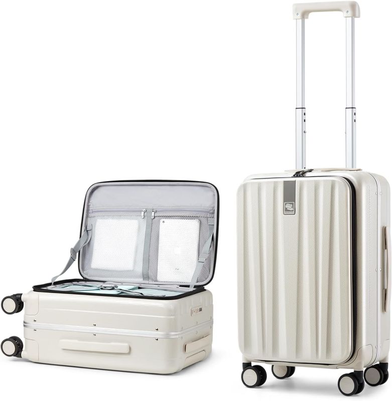 Photo 1 of 
Hanke 20 Inch Carry On Luggage with Wheels PC Hard Shell Suitcase Top Opening Aluminum Frame Tsa Luggage Suitcases for Travel Woman Men.(Ivory white)
