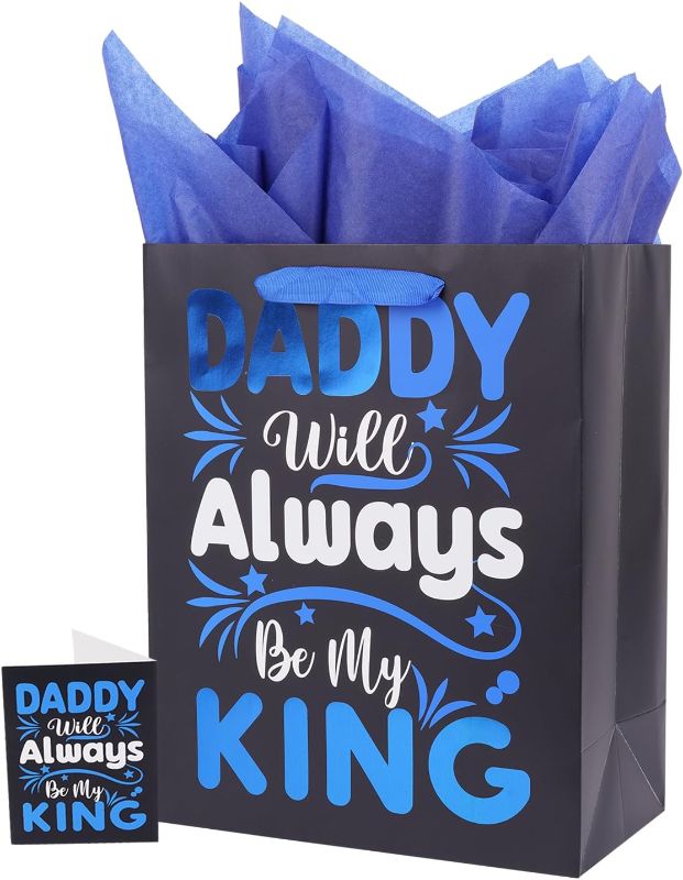 Photo 1 of *** BUNDLE OF 3 *** Linelglobal Gift Bag for Father Day with Wrapping Paper for Men 12.6" Dad is King