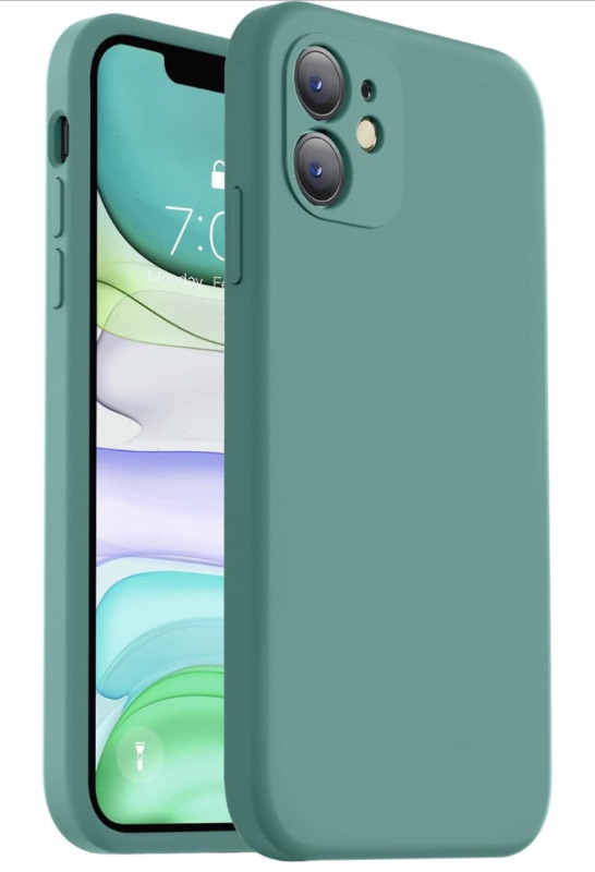 Photo 1 of *** BUNDLE OF 2 *** Vooii Compatible with iPhone 11 Case, Upgraded Liquid Silicone with [Square Edges] [Camera Protection] [Soft Anti-Scratch Microfiber Lining] Phone Case for iPhone 11 6.1 inch - Pine Green