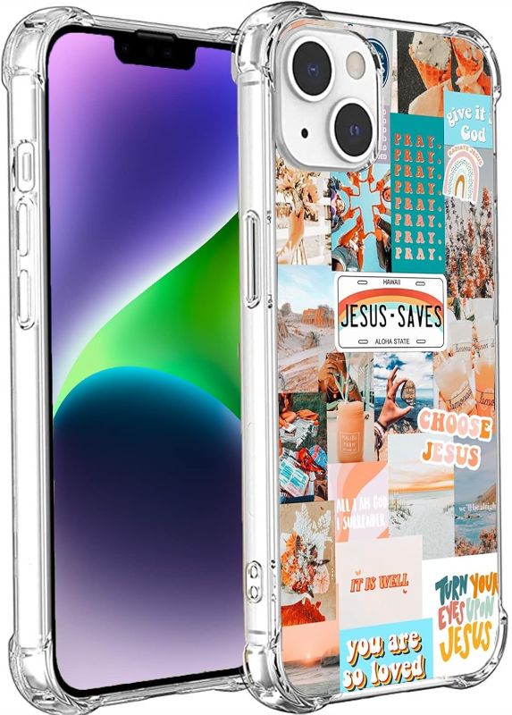 Photo 1 of *** DESIGN VARIES ***  Christian Quotes Collage Case for iPhone 14,Christian Jesus Positivity Motivational Quotes Case for Man Women Teen,Soft TPU Bumper Case Compatible for iPhone 14