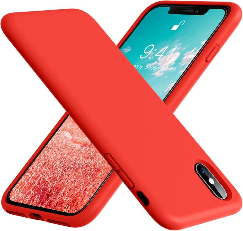 Photo 1 of *** BUNDLE OF 2 ***  Vooii for iPhone Xs Max Case, Soft Liquid Silicone Slim Rubber Full Body Protective iPhone Xs Max Case Cover (with Soft Microfiber Lining) Design for iPhone Xs Max - Red