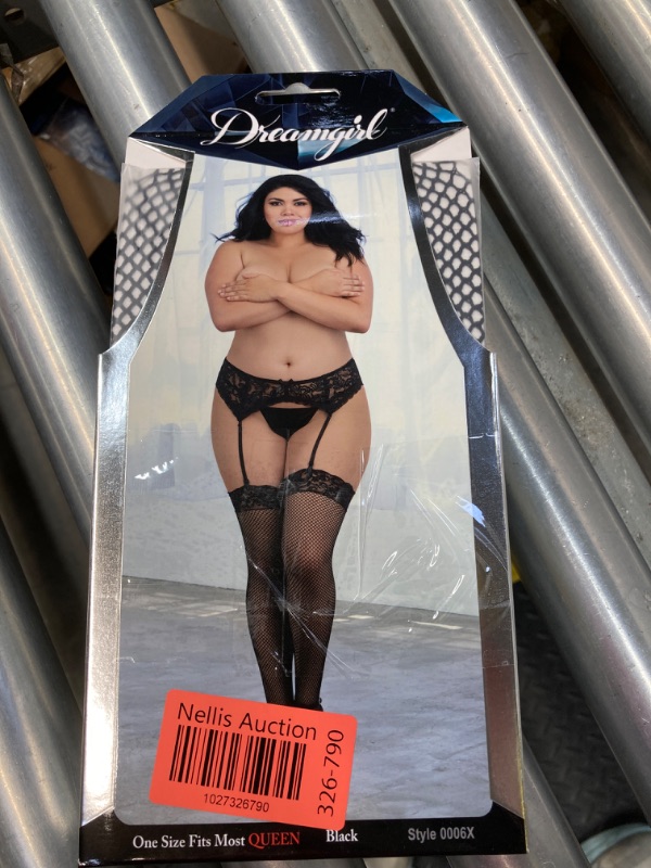 Photo 2 of *** BUNDLE OF 3 *** Plus Size Hosiery Lingerie Lace Top Fishnet Thigh High Stocking One Size Black