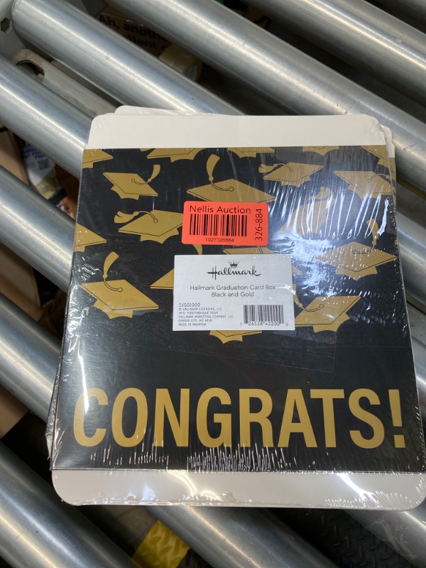 Photo 2 of *** BUNDLE OF 3 *** Hallmark 8" Graduation Card Box (Gold and Black, Congrats!) Foldable Cardboard Box for Grad Parties and Open Houses Gold, Black