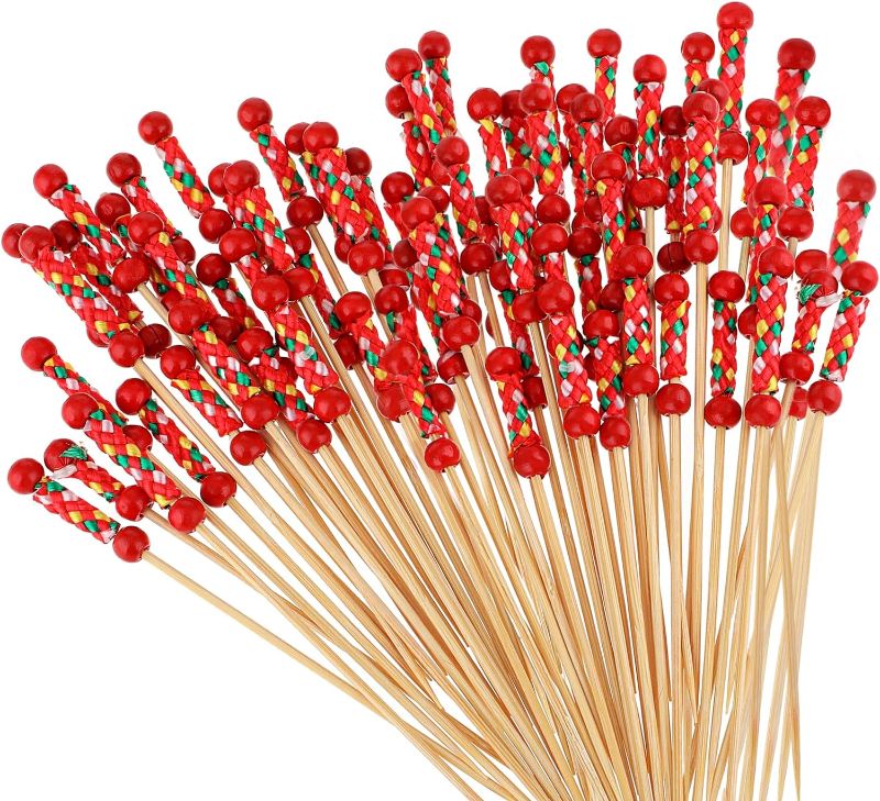 Photo 1 of 100 Pcs Cocktail Picks Decorative Cocktail Sticks Wooden Toothpicks for Appetizers Fancy Skewers Sticks Cocktail Toothpicks for Food and Drinks Sandwich...
