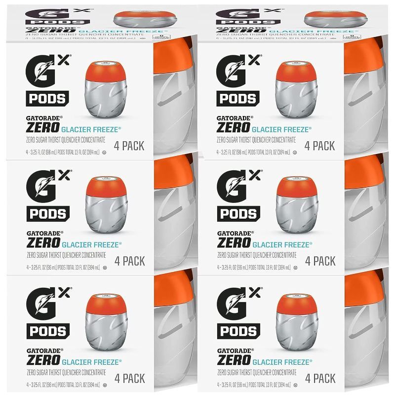 Photo 1 of 6 Piece Bundle Pack.Gatorade GX Thirst Quencher Concentrate, Zero Sugar, Glacier Freeze, Pods, 4 Pack - 4 pack, 3.25 fl oz pods