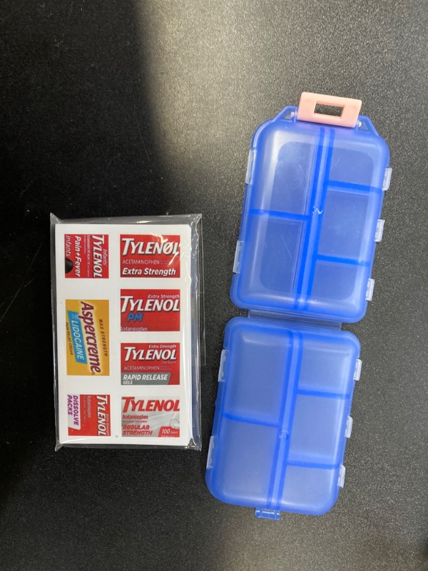 Photo 2 of ***SEE PHOTOS FOR COLOR***DIY Pill Organizer with 175 Pcs Upgraded Pre-Cut Medicine Labels, Foldable Pill Case for Travel Daily, Travel Essentials Mini Pill Container 7 Day Pill Case BLUE