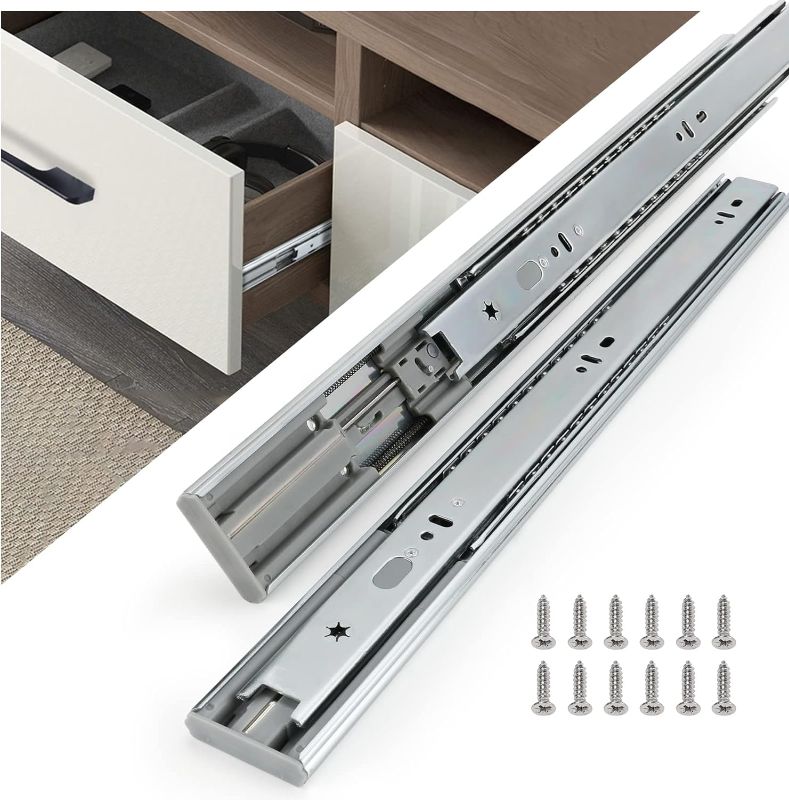 Photo 1 of 12 Inch Drawer Slides Side Mount Rails | Full Extension Drawer Slides Steel Track | Noiseless Guide Drawer Glides Cabinet Kitchen Runners with Ball Bearings & 100 Lb. – 10 Pair