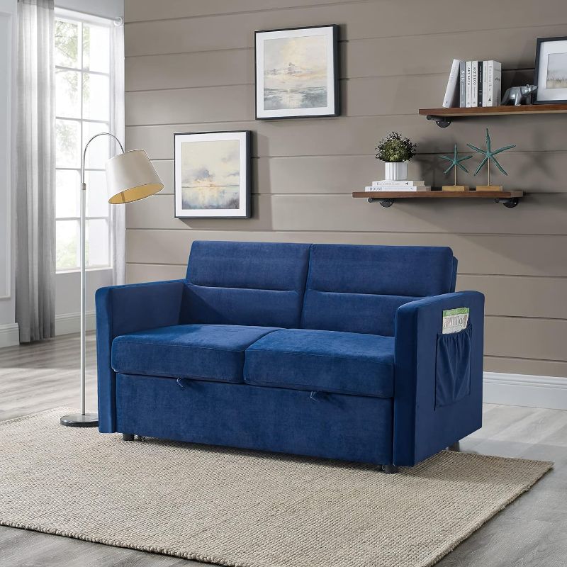 Photo 1 of ***PHOTO FOR REFERENCE ONLY*** BLUE CONVERTIBLE SLEEPER SOFA//UNDERBED CUSHION WITH PILLOWS//ADJUSTABLE BACK***SEE ALL PHOTOS***